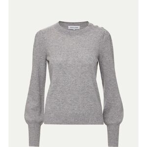 Veronica Beard Nelia Cashmere Pullover Button Accent Size S Grey